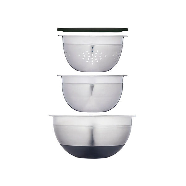 Набор кухонных принадлежностей MasterClass 3 пр.(миска (23,5 см), дуршлаг (18 см), миска с крышкой (