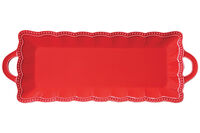 Блюдо прямоугольное с ручками Elite, красное, 43х16 см - фото 1