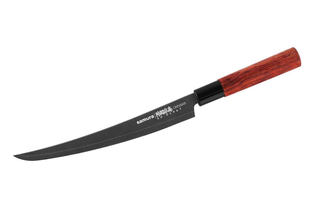 Нож кухонный "Samura OKINAWA" для нарезки, слайсер Tanto 230 мм, AUS-8 с галт, палисандр - фото 1
