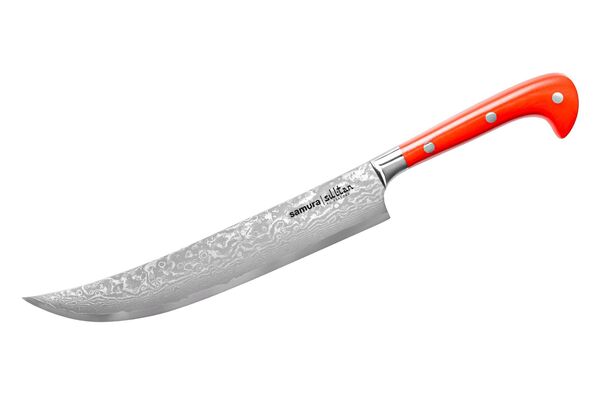 Нож кухонный "Samura SULTAN" для нарезки,пчак 210 мм, G-10 крас, дамаск 67 слоев,с бол.