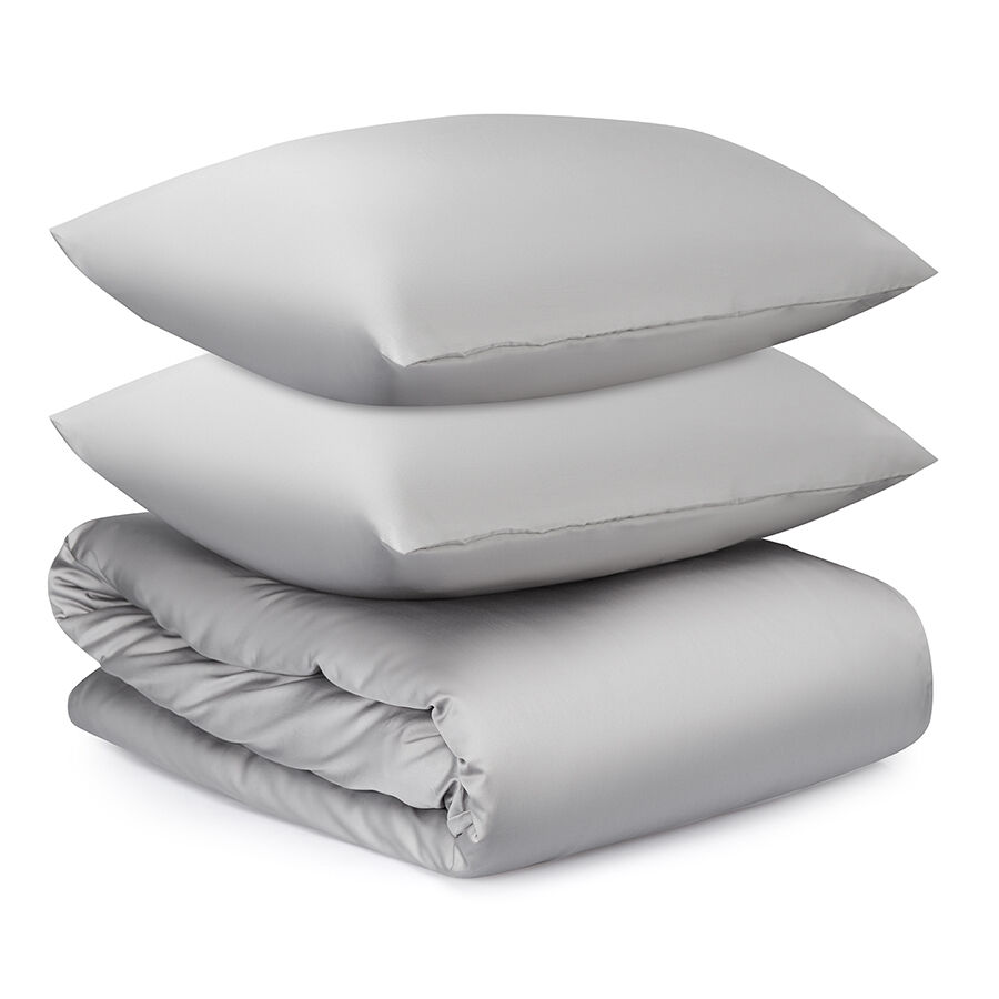 1,5 спальный комплект постельного белья, 150х200 см из премиального сатина серого цвета , Tkano Essential - фото 1