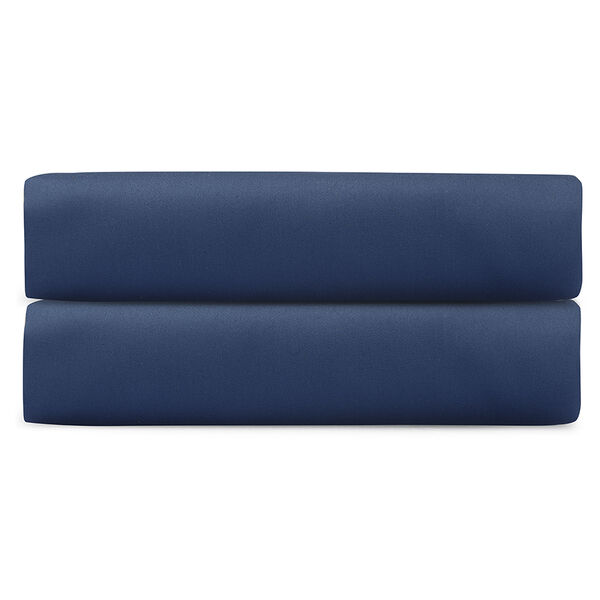 Простыня на резинке 180х200х30 см из премиального сатина темно-синего цвета , Tkano Essential