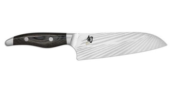 Нож поварской Сантоку KAI Шан Нагарэ 18 см, дамасская сталь 72 слоя - фото 1