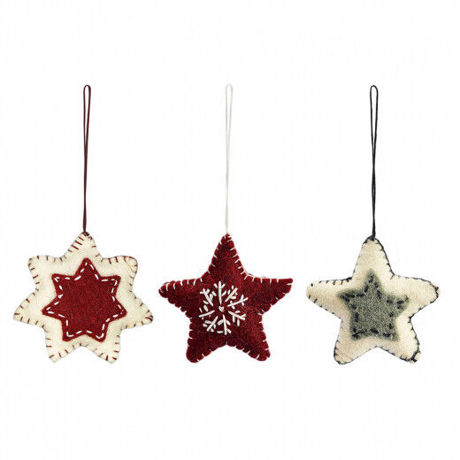 Набор елочных украшений из фетра Christmas stars из коллекции New Year Essential, 3 шт. - фото 1