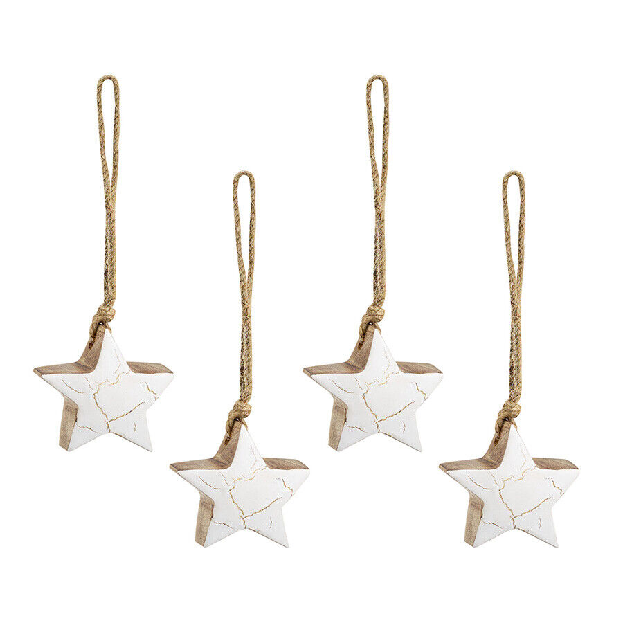 Набор елочных украшений Marble stars из коллекции New Year Essential, 4 шт. - фото 1