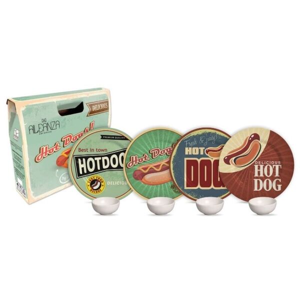 Набор с соусником Hot Dog Collection, 4 персоны, 8 предметов, Alleanza Ceramica