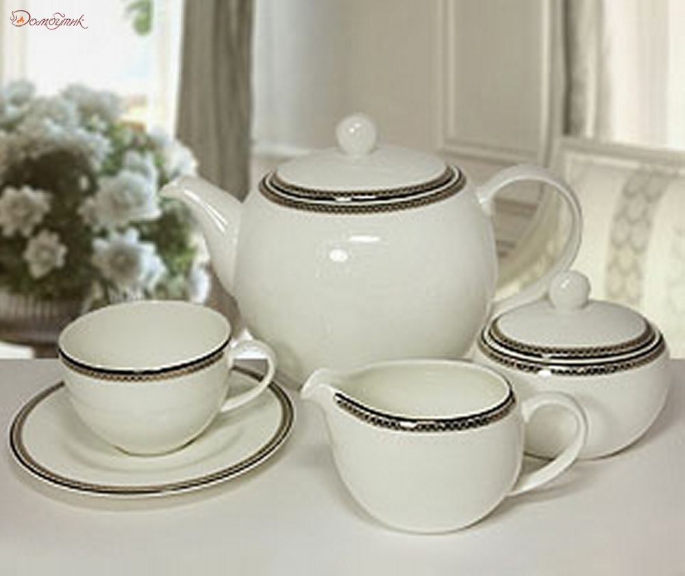Чайный сервиз на 6 персон "Серебряная вышивка" (15 предметов) - фото 1