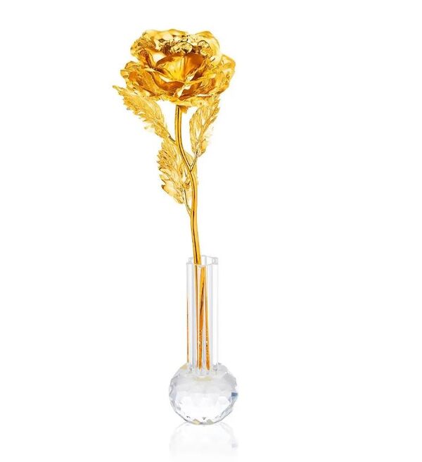 Сувенир Золотая роза в вазе 27 см Midas
