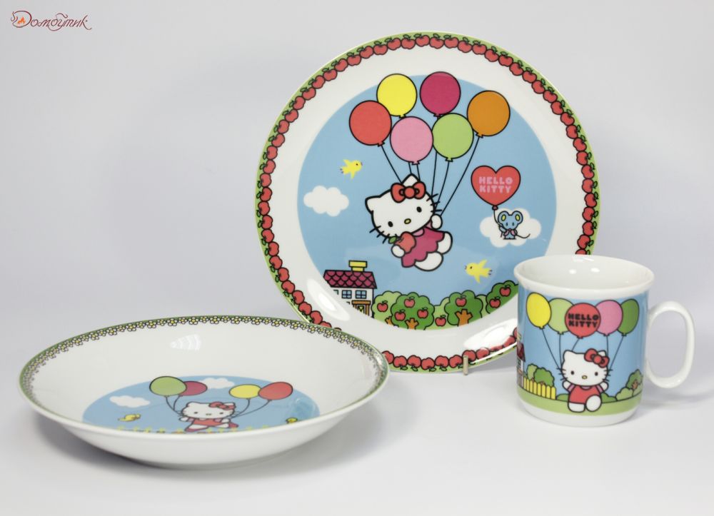 Детский набор посуды "Китти" (3 предмета) - фото 1