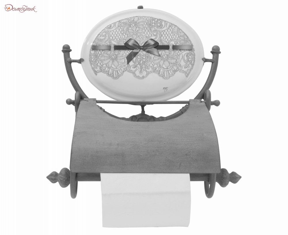 Держатель для туалетной бумаги с керамическим медальоном "Кружево" - фото 1