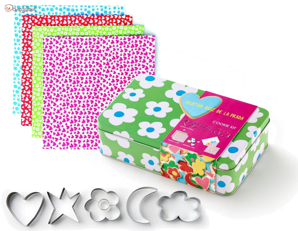Набор для печенья "Цветы" - коробка, формочки-контуры и конверты для упаковки - фото 1