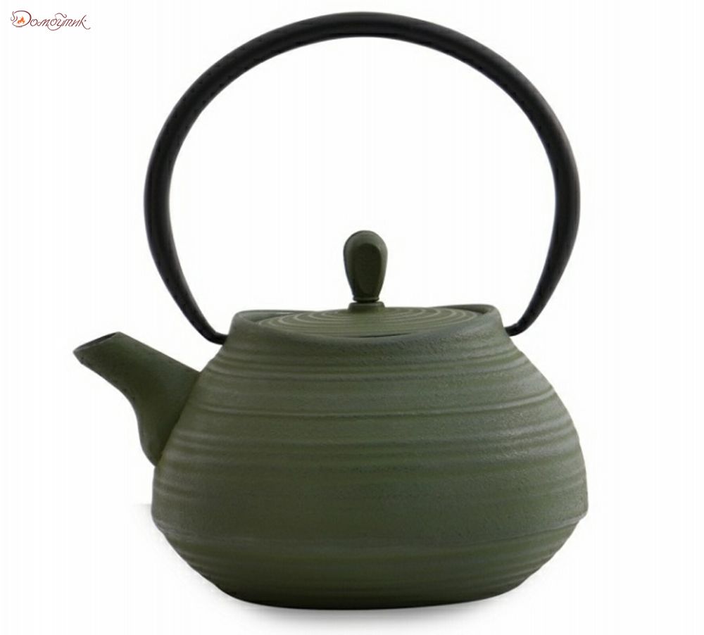 Заварочный чайник чугунный 1,1 л (зеленый) - фото 1