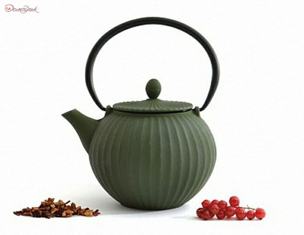 Заварочный чайник чугунный 1,3 л (зеленый) - фото 1