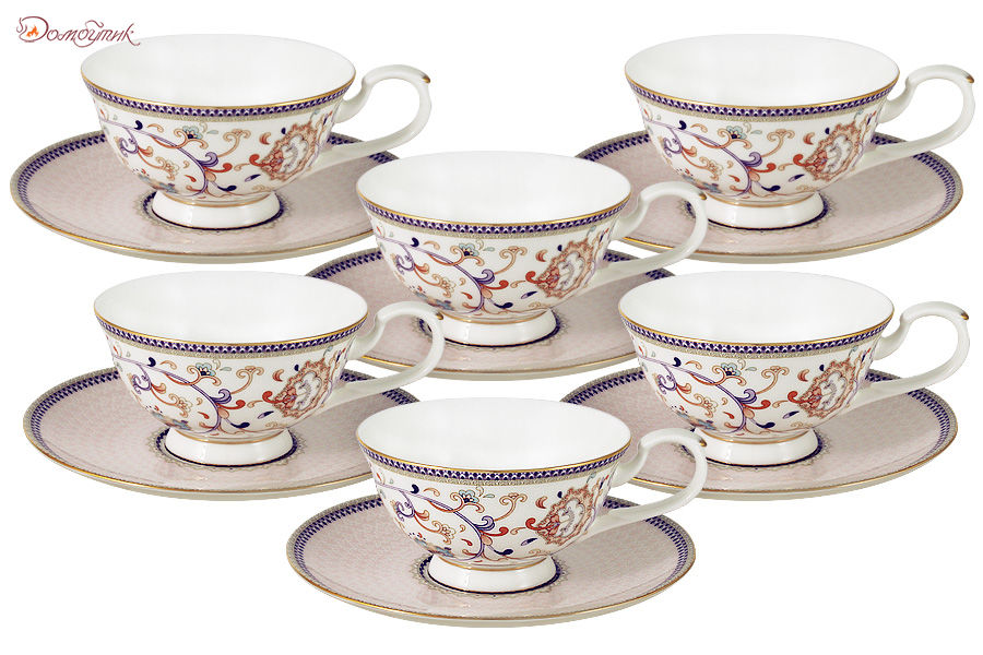Набор 12 предметов Королева Анна: 6 чашек+ 6 блюдец - фото 1