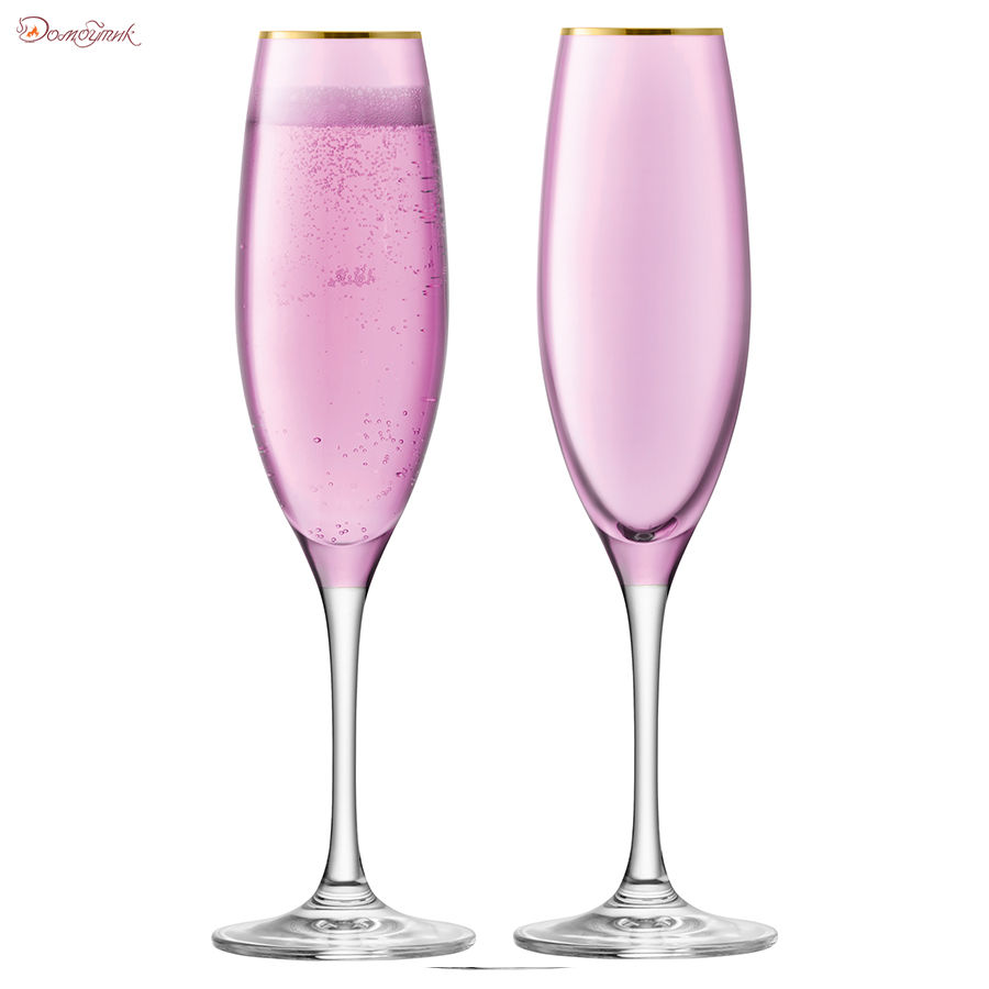 Набор из 2 бокалов-флейт для шампанского Sorbet 225 мл розовый - фото 1