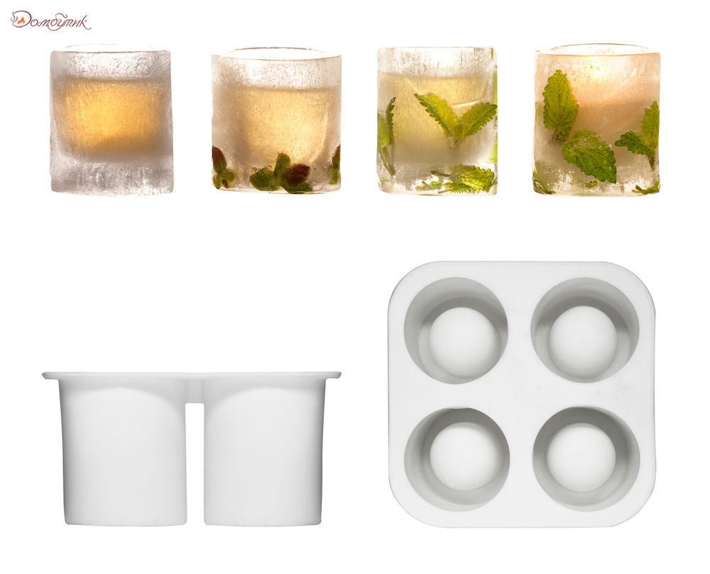 Форма для изготовления стаканов изо льда Club, 12.8 x 12.8 x 6.3 см, SagaForm - фото 1