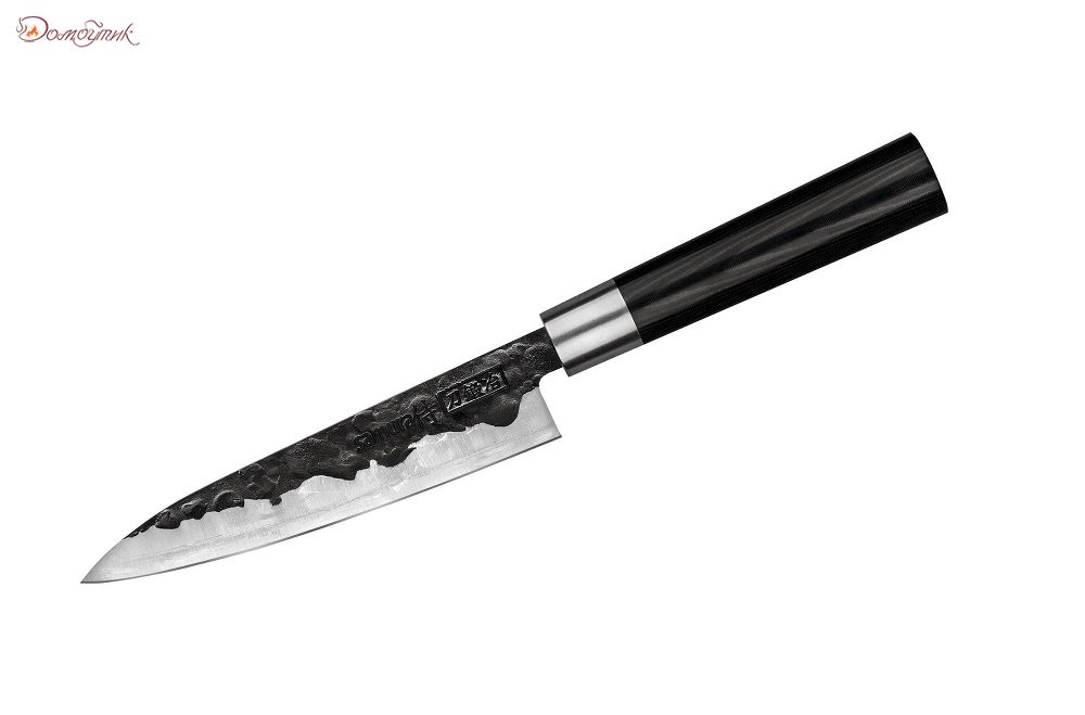 Набор: нож кухонный "Samura BLACKSMITH" универсальный 162 мм, гвоздичное масло, салфетка - фото 1