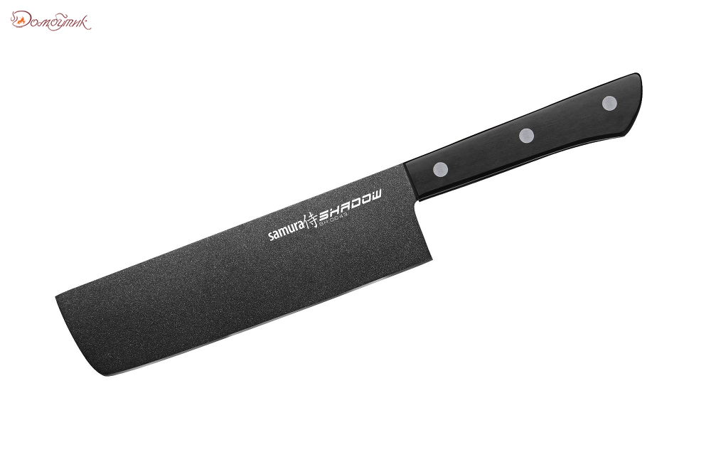 Нож кухонный "Samura SHADOW" накири с покрытием Black-coating 170 мм, AUS-8, ABS пластик - фото 1