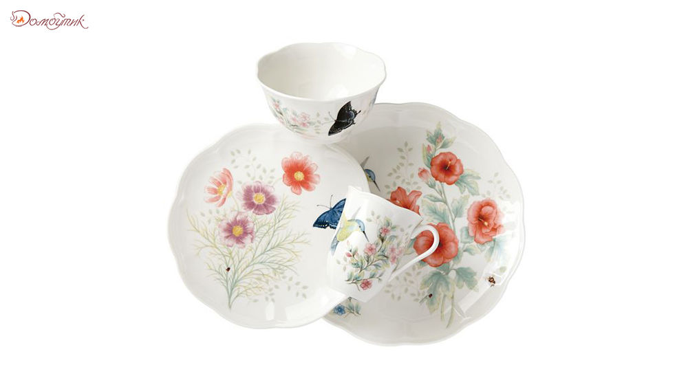 Сервиз чайно-столовый Lenox "Бабочки на лугу. Птицы. Колибри" на 4 персоны (16 предметов) - фото 1