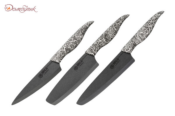Набор из 3 ножей "Samura Inca" (23, 43, 85), чёрная циркониевая керамика - фото 1