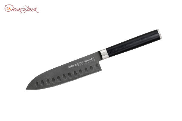 Нож кухонный "Samura Mo-V Stonewash" Сантоку 138 мм, G-10