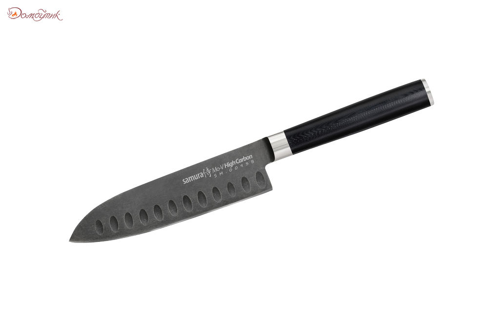 Нож кухонный "Samura Mo-V Stonewash" Сантоку 138 мм, G-10 - фото 1
