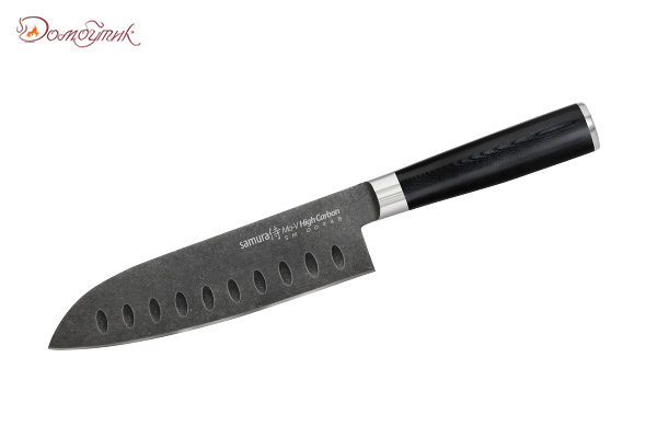 Нож кухонный "Samura Mo-V Stonewash" Сантоку 180 мм, G-10