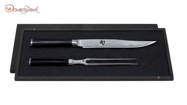 Набор из вилки и ножа для разделки "Шан Классик" , дамасская сталь, 32 слоя, Kai