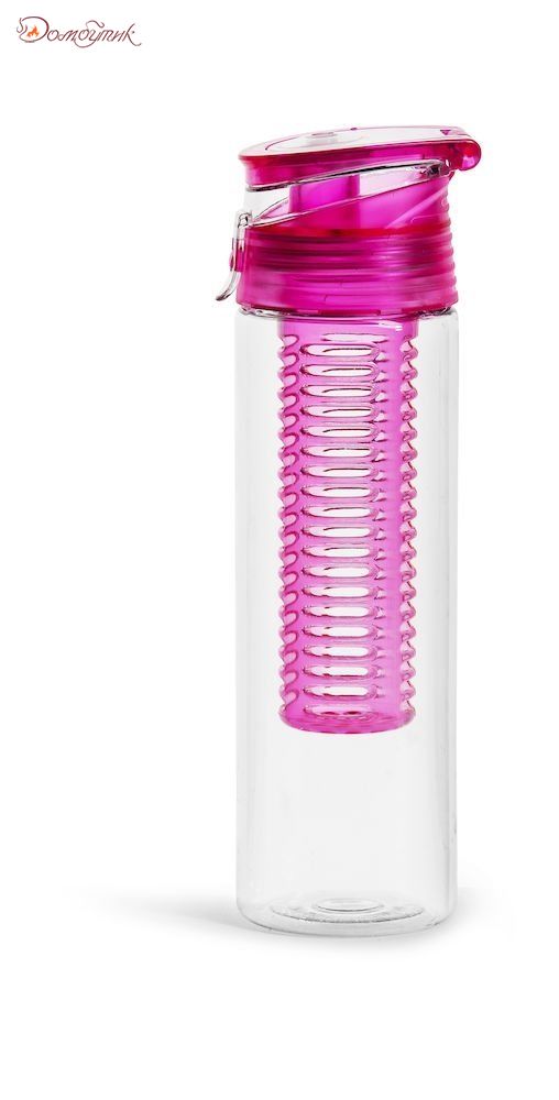 Бутылка для напитков с колбой для фруктов To go, розовая, SagaForm  - фото 1