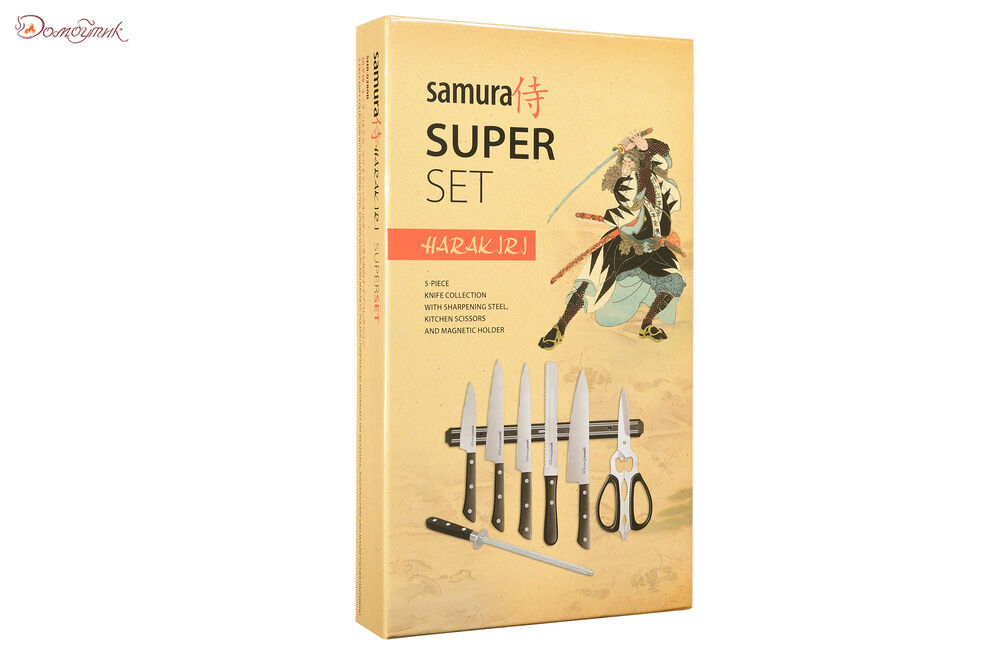 Набор ножей Super Set 8 в 1 "Samura HARAKIRI" 11,23,43,57,85,мусат,ножницы, м. Держатель - фото 6