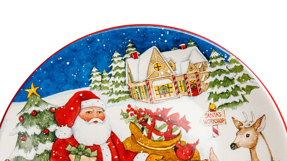Тарелка закусочная Certified Int. Int. Мастерская Санта-Клауса.Коробки с подарками 23см, керамика - фото 4