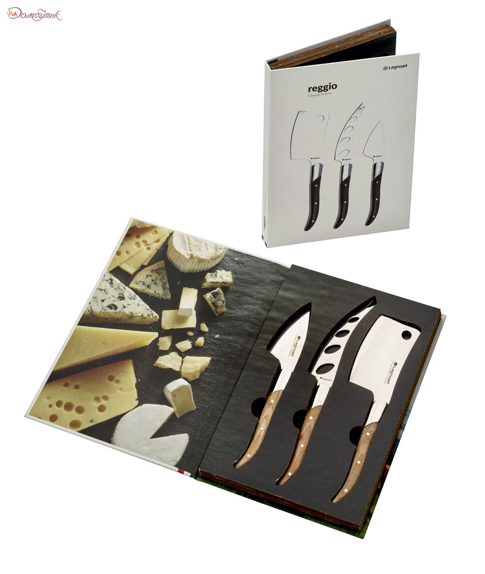 Набор ножей для сыра Legnoart Reggio, 3 предмета, японская сталь, ручки из темного дерева - фото 3