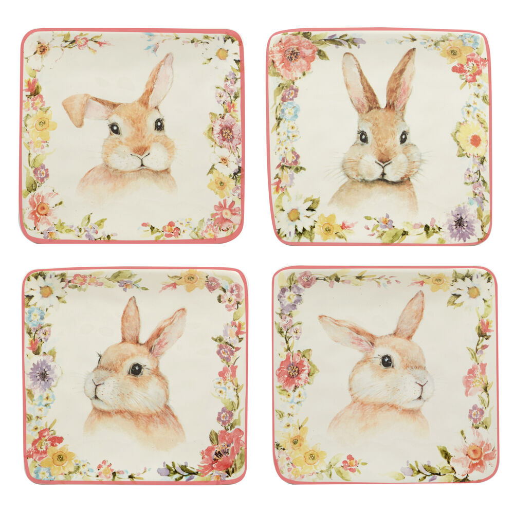 Тарелка пирожковая квадратная Certified Int. Весенний сад. Кролик задумчивый 15 см, керамика - фото 2