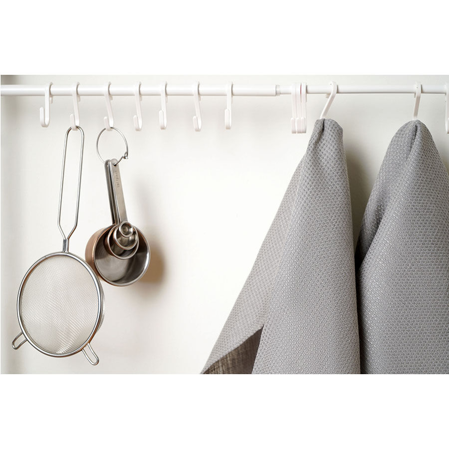 Набор из двух вафельных полотенец изо льна серого цвета из коллекции Essential, 50х70 см - фото 4
