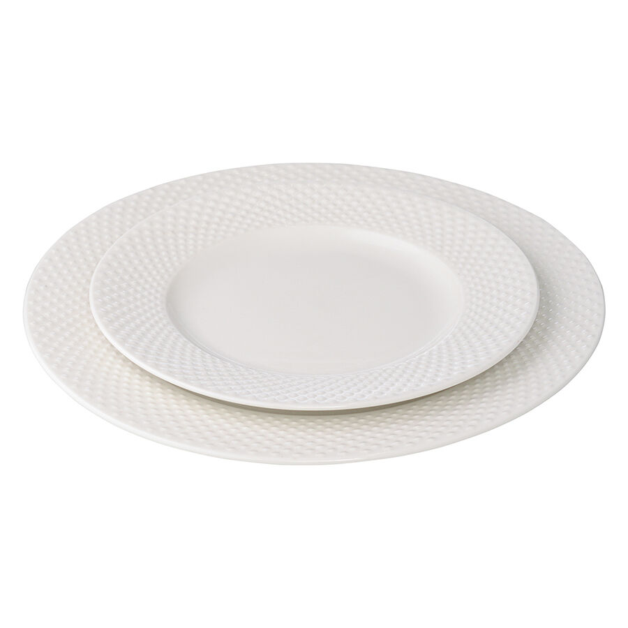Набор из двух тарелок белого цвета с фактурным рисунком из коллекции Essential, 22см - фото 4