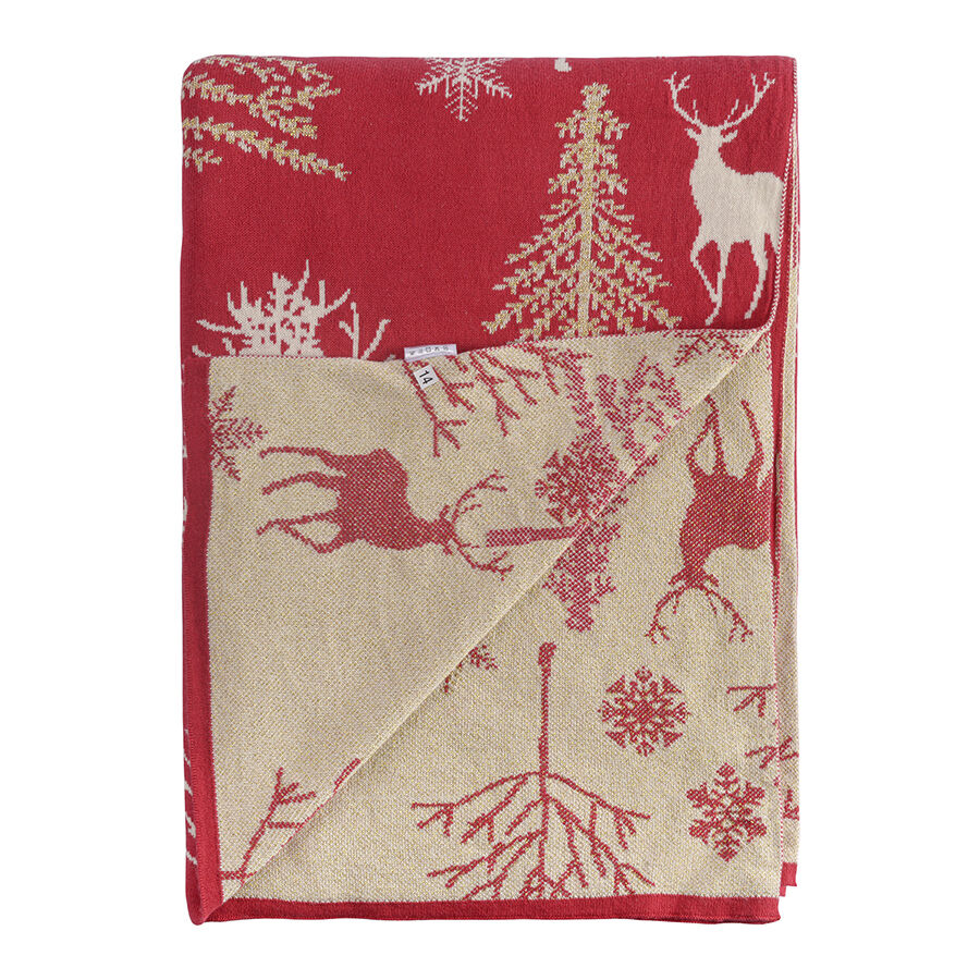 Плед из хлопка с новогодним рисунком Winter fairytale из коллекции New Year Essential, 130х180 см - фото 3