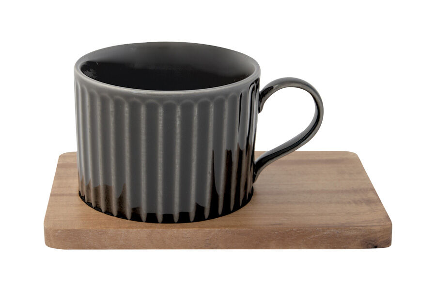 Набор из 2-х чашек для чая Время отдыха, чёрная и светло-оливковая, 0,25 л - фото 4