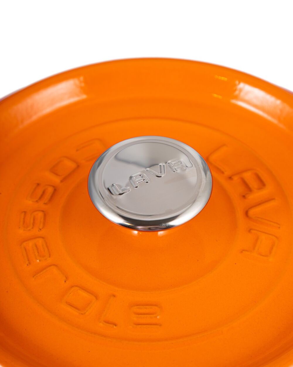 Кастрюля с крышкой 24 см, 4,5 л, чугун, оранжевая, Lava - фото 2