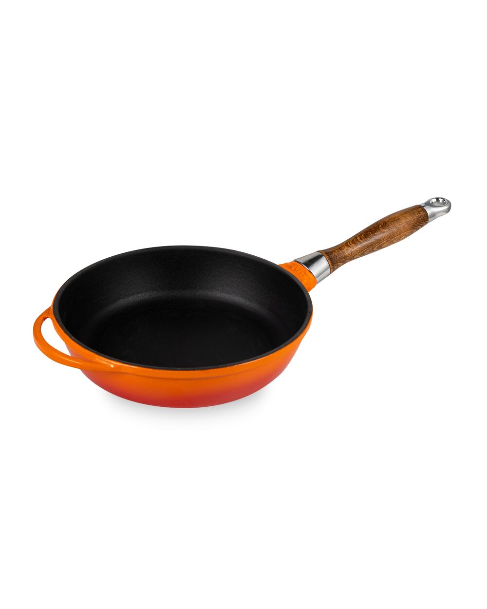 Сковорода с крышкой 24 см, 2 л, с деревянной ручкой, чугун, оранжевая, Lava - фото 8