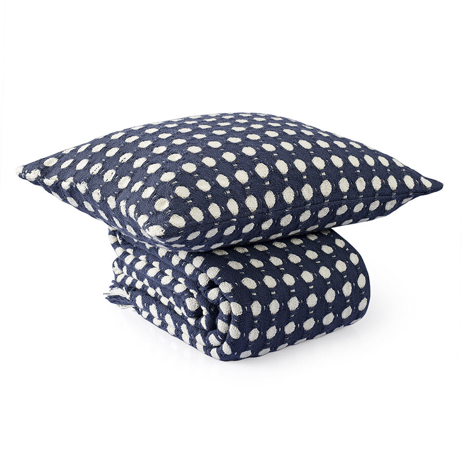 Чехол на подушку из хлопка Polka dots темно-синего цвета из коллекции Essential, 40x60 см - фото 7