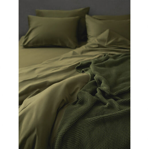 Комплект постельного белья из премиального сатина оливкового цвета из коллекции Essential, 200х220 см - фото 4