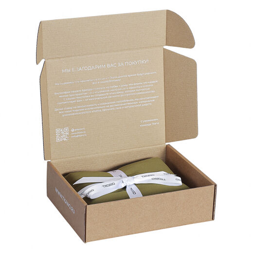 Комплект постельного белья из премиального сатина оливкового цвета из коллекции Essential, 200х220 см - фото 5