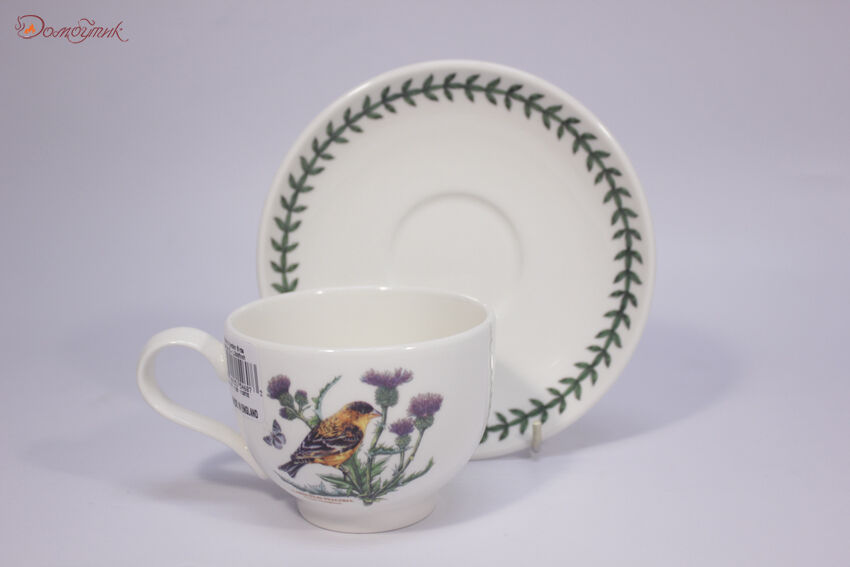 Чашка чайная с блюдцем Portmeirion Ботанический сад.Птицы.Щегол 200 мл - фото 3