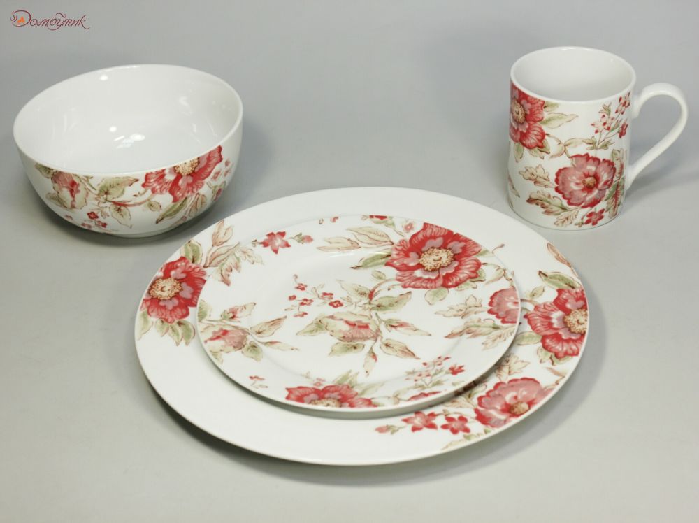 Столовый набор посуды на 1 персону "Красная роза" (4 предмета) - фото 3