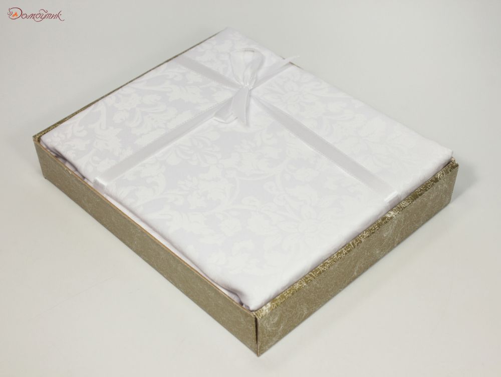 Скатерть прямоугольная "Жаккард Барокко" белая 150х180 см, водоотталкивающая - фото 7