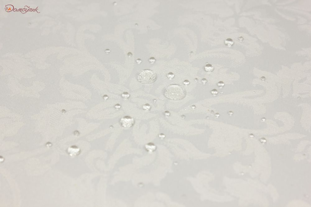 Скатерть прямоугольная "Жаккард Барокко" белая 150х210 см, водоотталкивающая - фото 5