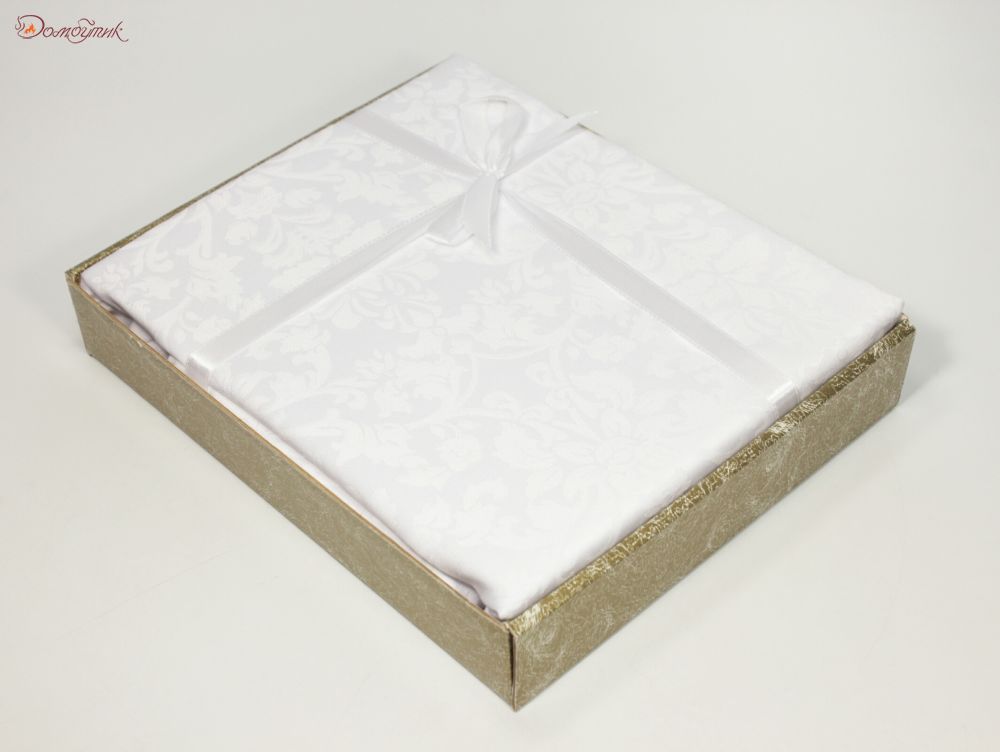 Скатерть прямоугольная "Жаккард Барокко" белая 150х210 см, водоотталкивающая - фото 7