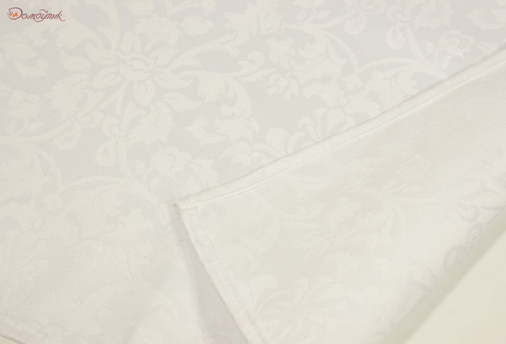 Скатерть овальная "Жаккард Барокко" белая 150х180 см, водоотталкивающая - фото 3