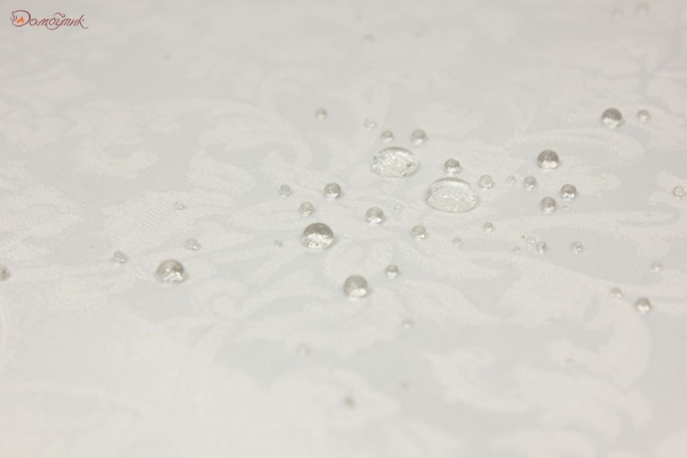 Скатерть овальная "Жаккард Барокко" белая 150х180 см, водоотталкивающая - фото 4