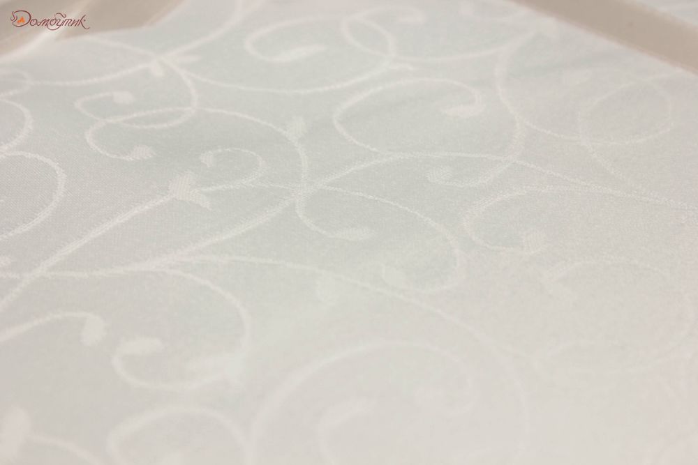 Скатерть овальная "Завитки белые" 150х180 см, водоотталкивающая - фото 2